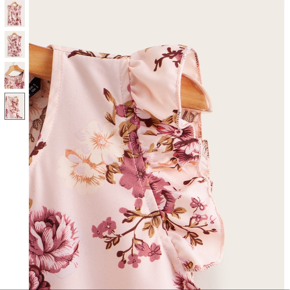 Boho Pink Floral Print Romantic Top - Picture 2 of 6
